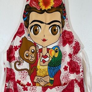 Frida Kahlo Colorful Apron Mexican Artist Cotton with Helpful Pockets New